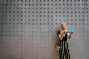 Photo blue handbag