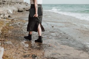 Photo asymmetric skirt